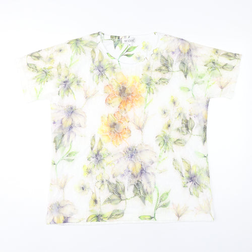 Fay Louise Women’s Multicoloured Floral Lace T-Shirt XL Spring Summer