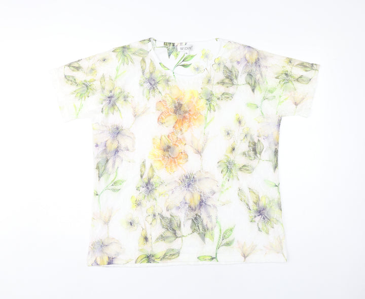 Fay Louise Women’s Multicoloured Floral Lace T-Shirt XL Spring Summer