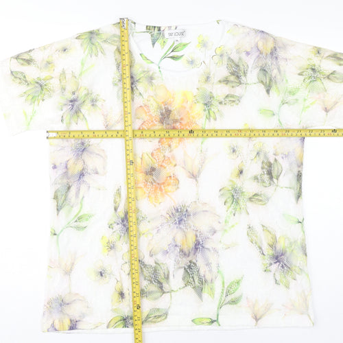 Fay Louise Women’s Multicoloured Floral Lace T-Shirt XL Spring Summer