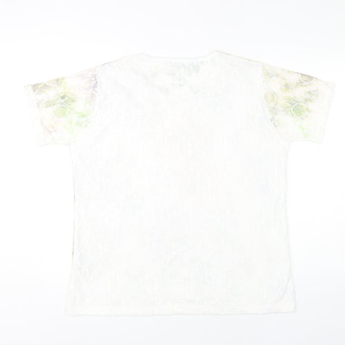 Fay Louise Women’s Multicoloured Floral Lace T-Shirt XL Spring Summer