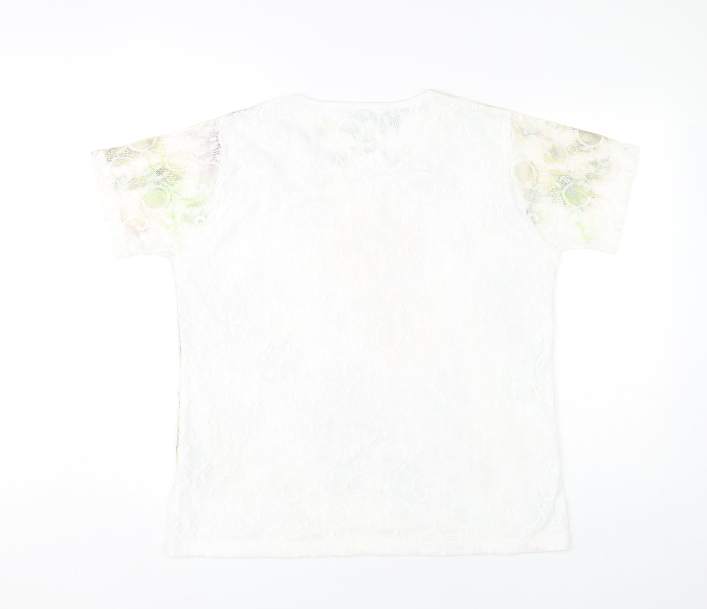 Fay Louise Women’s Multicoloured Floral Lace T-Shirt XL Spring Summer