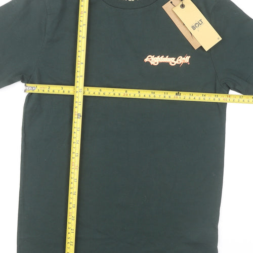 Lightning Bolt Women's Green Cotton Crew Neck T-Shirt Size 12 Summer Surf