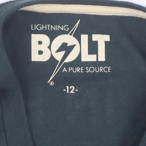 Lightning Bolt Women's Green Cotton Crew Neck T-Shirt Size 12 Summer Surf