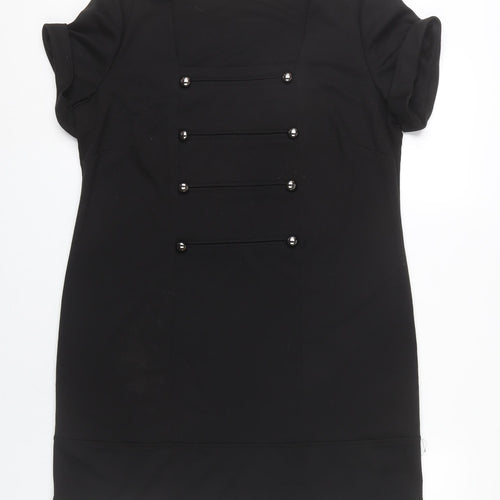 BHS Women’s Black Shift Dress Size 18 Short Sleeve Square Neck Workwear