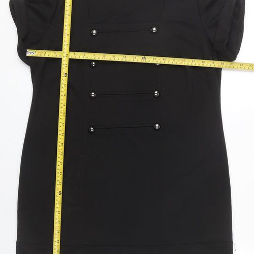 BHS Women’s Black Shift Dress Size 18 Short Sleeve Square Neck Workwear