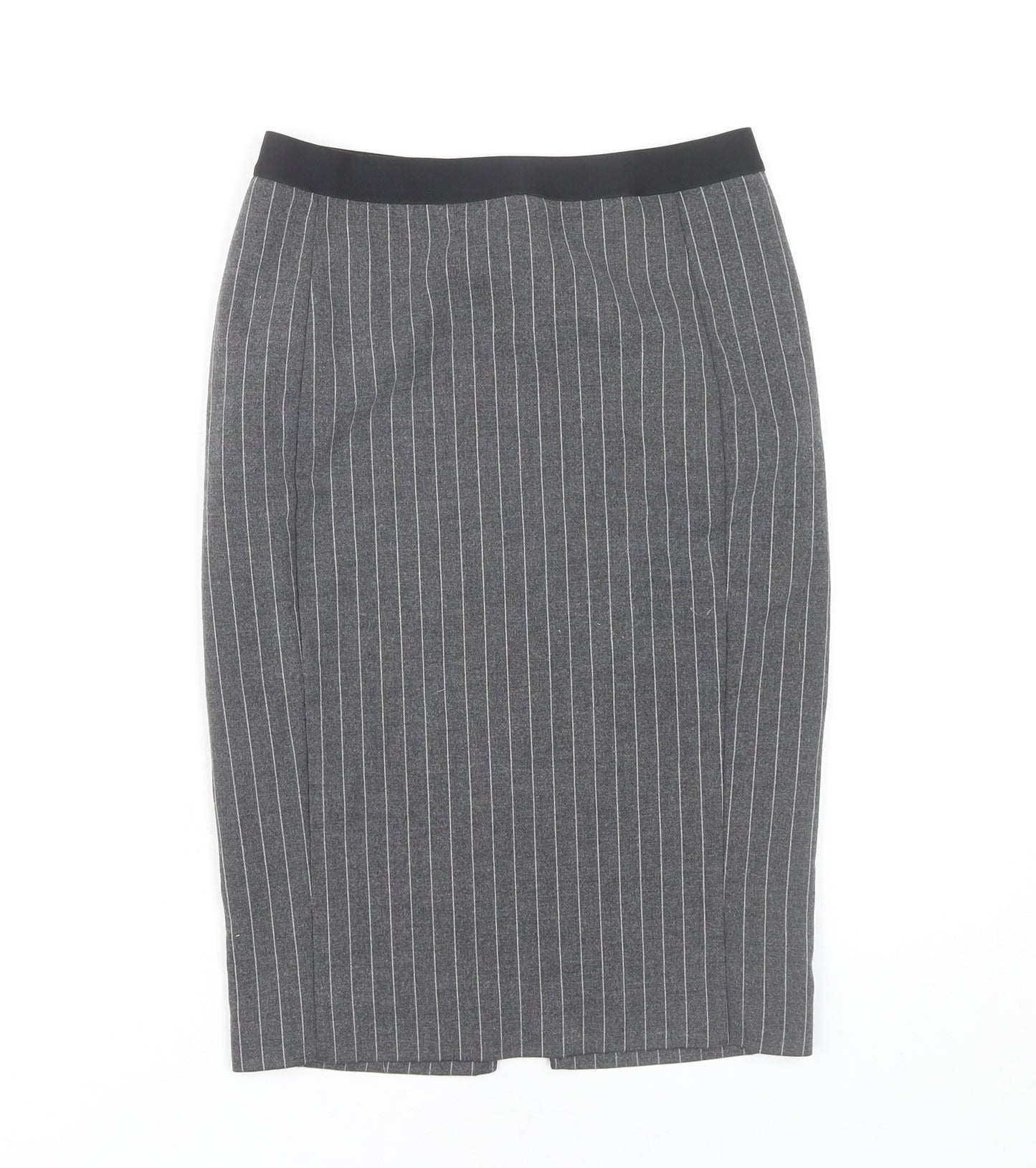 Uniqlo Women Grey Pinstripe XS Knee Length Pencil Skirt Workwear