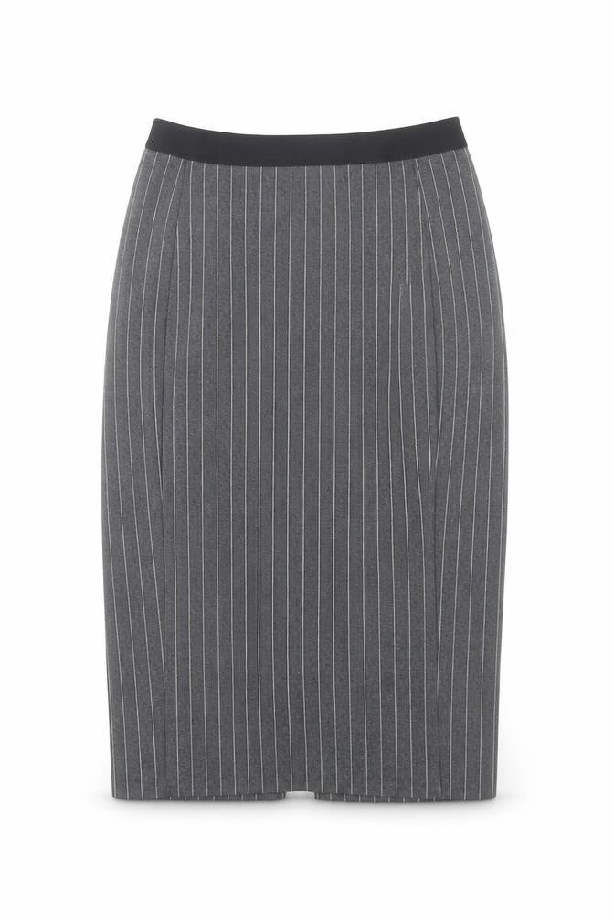 Uniqlo Women Grey Pinstripe XS Knee Length Pencil Skirt Workwear