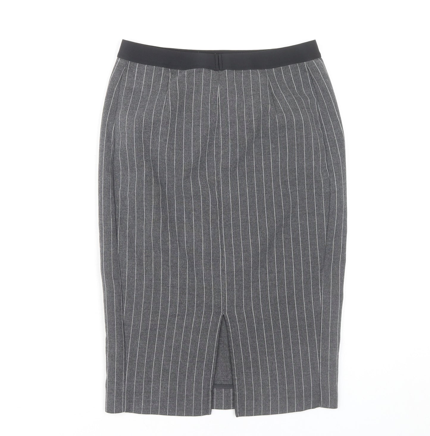 Uniqlo Women Grey Pinstripe XS Knee Length Pencil Skirt Workwear