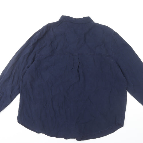 Marks and Spencer Women's Blue Size 18 Long Sleeve Button-Up Shirt