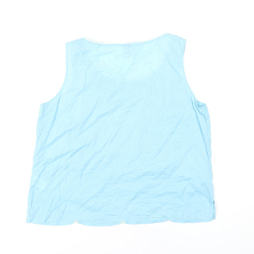 Penny Plain Women's Blue Cotton Crochet Accent Sleeveless Tank Top Size 16