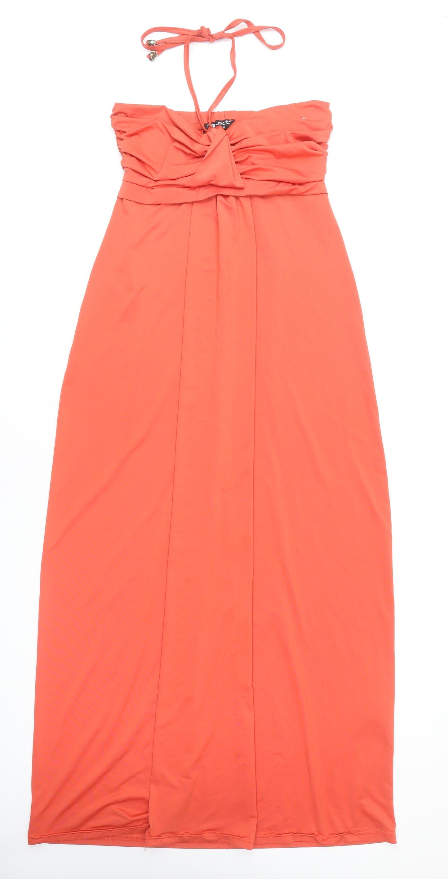 Select Women’s Orange Maxi Dress Size 12 Halter Neck Sleeveless