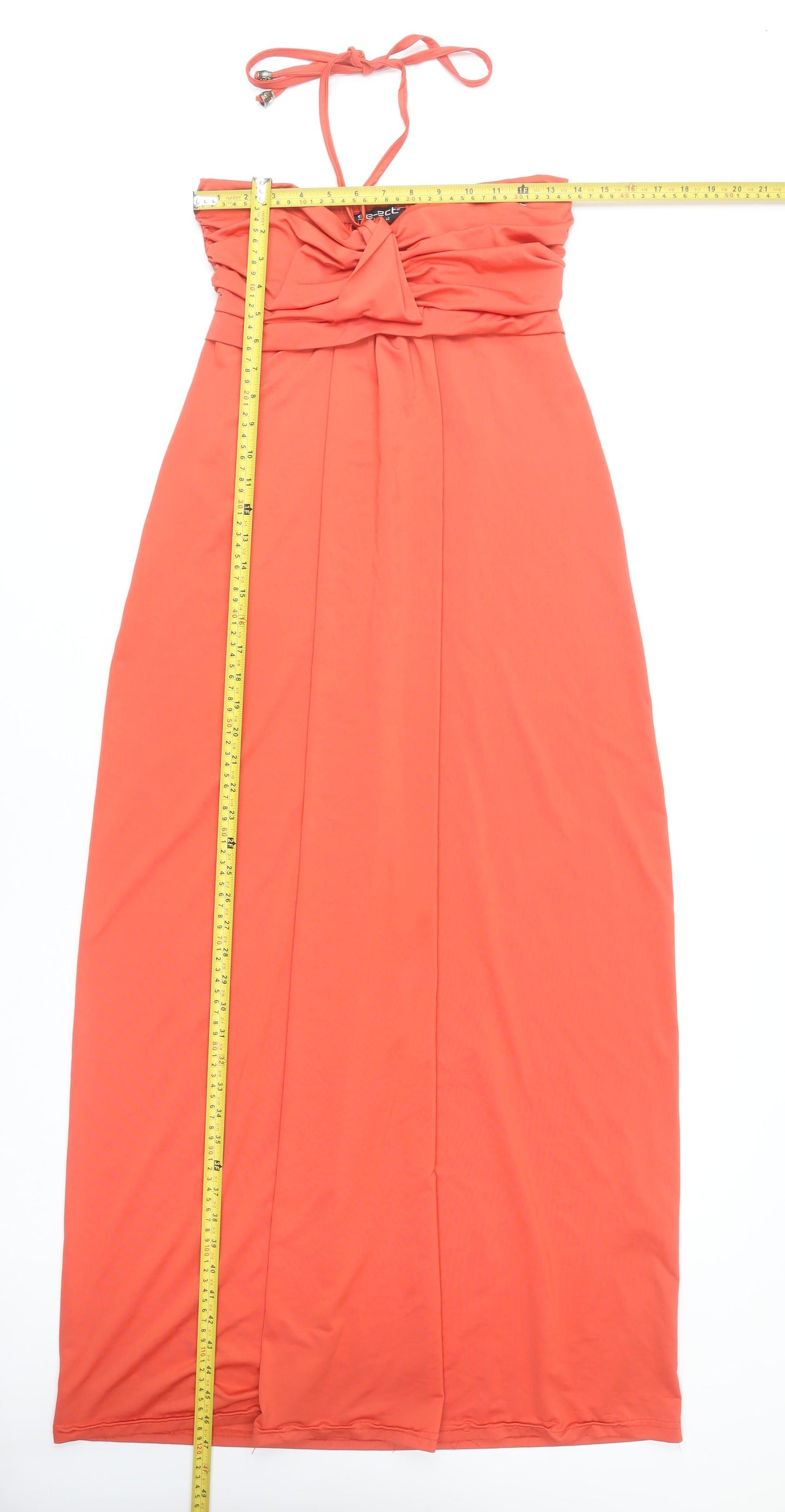 Select Women’s Orange Maxi Dress Size 12 Halter Neck Sleeveless