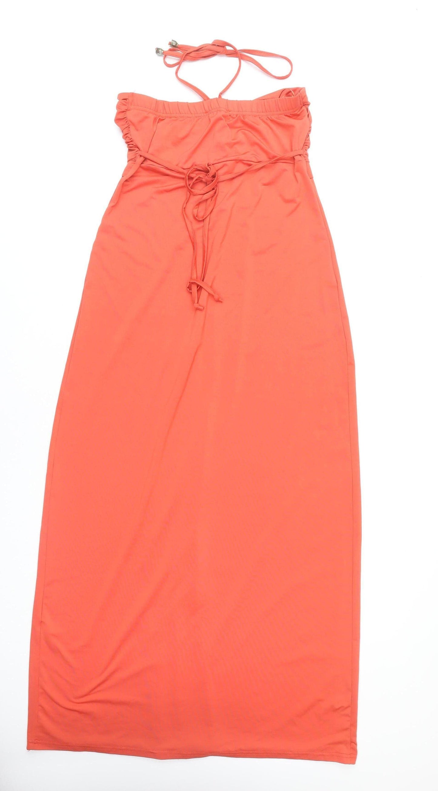 Select Women’s Orange Maxi Dress Size 12 Halter Neck Sleeveless