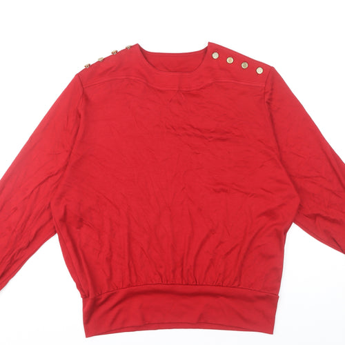 Country Casuals Women’s Red Wool Blend Boat Neck Button Blouse M