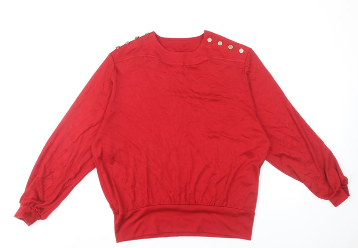 Country Casuals Women’s Red Wool Blend Boat Neck Button Blouse M