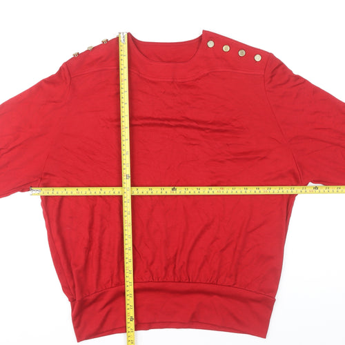 Country Casuals Women’s Red Wool Blend Boat Neck Button Blouse M