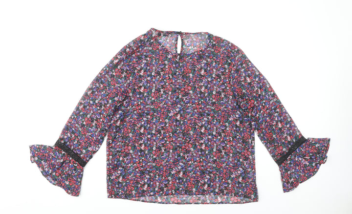 Papaya Womens Multicoloured Floral Chiffon Blouse Size 14