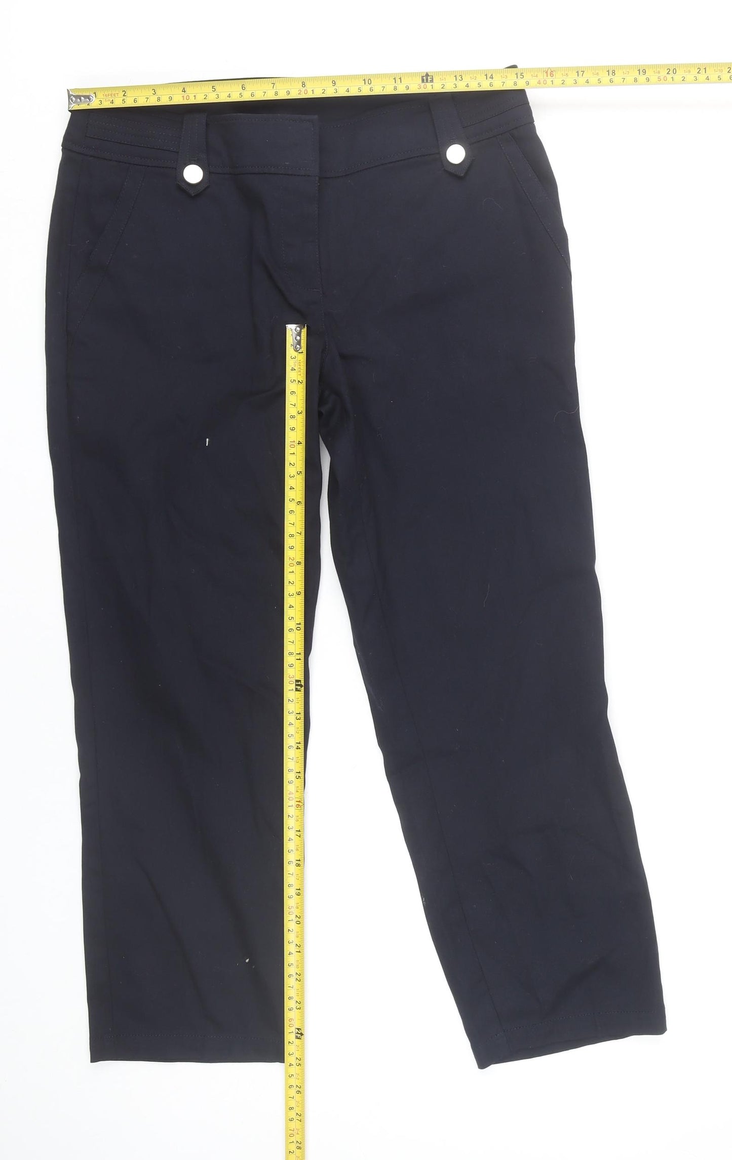 Wallis Women’s Black Size 12 Capri Trousers Cotton Stretch