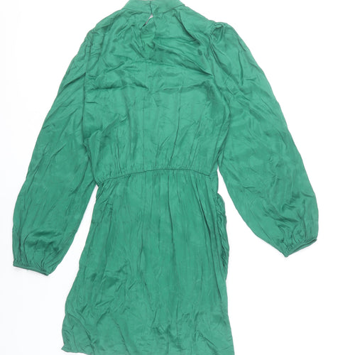 Zara Women’s Green XS Shift Dress High Neck Belted Long Sleeve