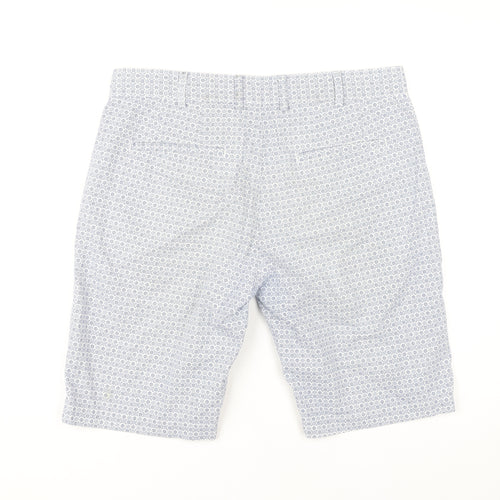 Zara Man Men's Blue Geometric Chino Shorts Size 32 Regular Cotton