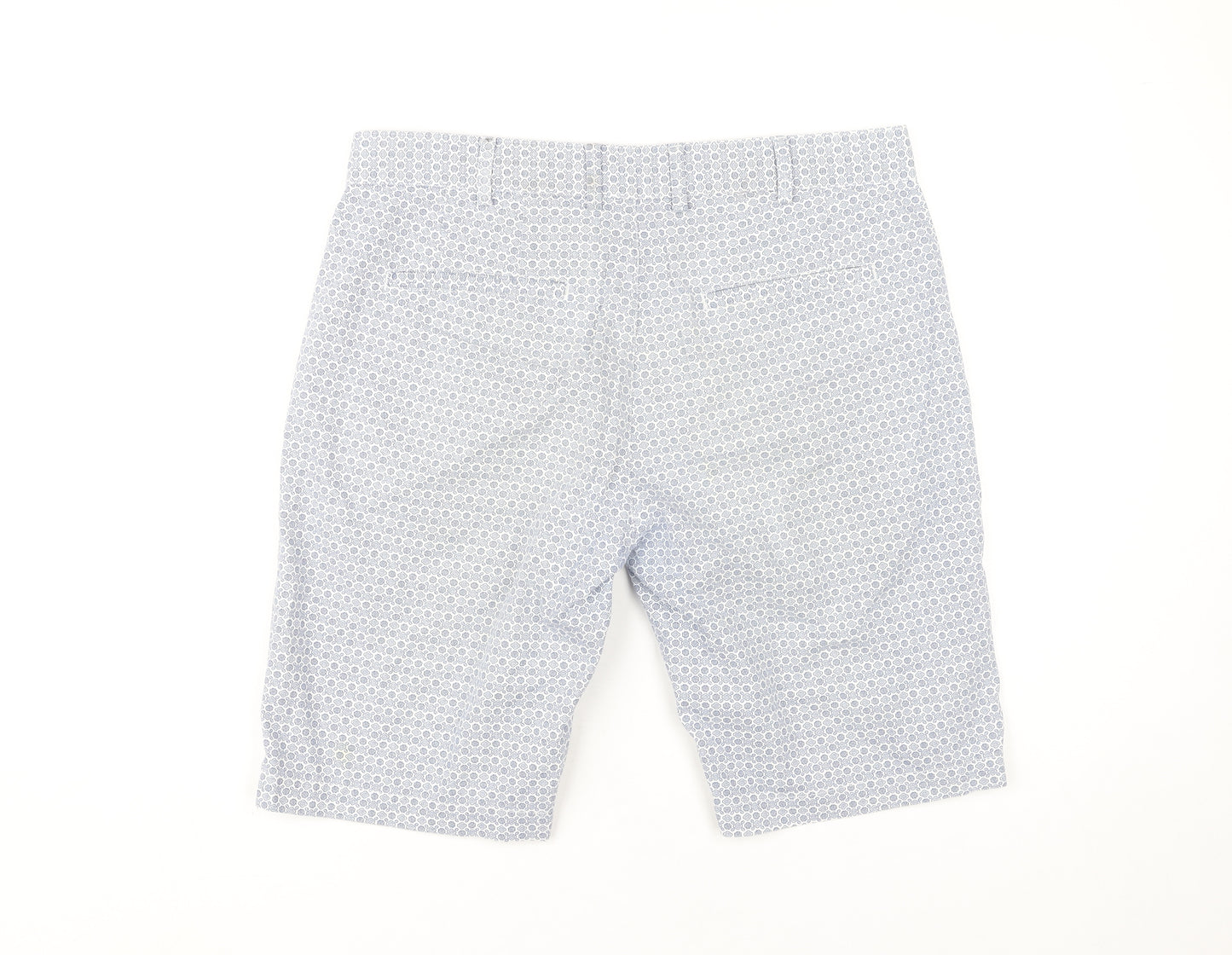 Zara Man Men's Blue Geometric Chino Shorts Size 32 Regular Cotton