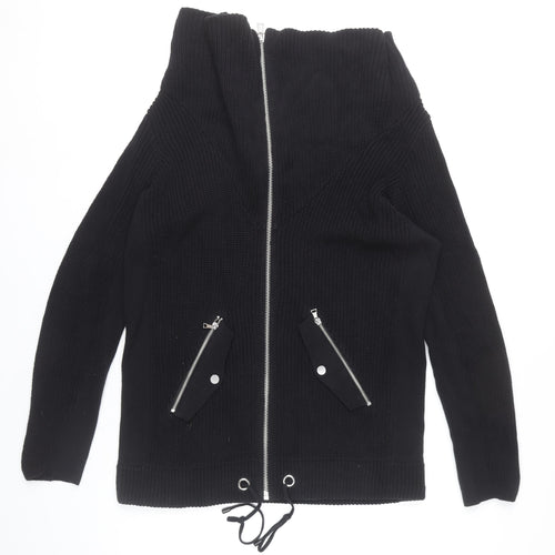 Next Women’s Black Cotton Full Zip High Neck Jumper UK 14