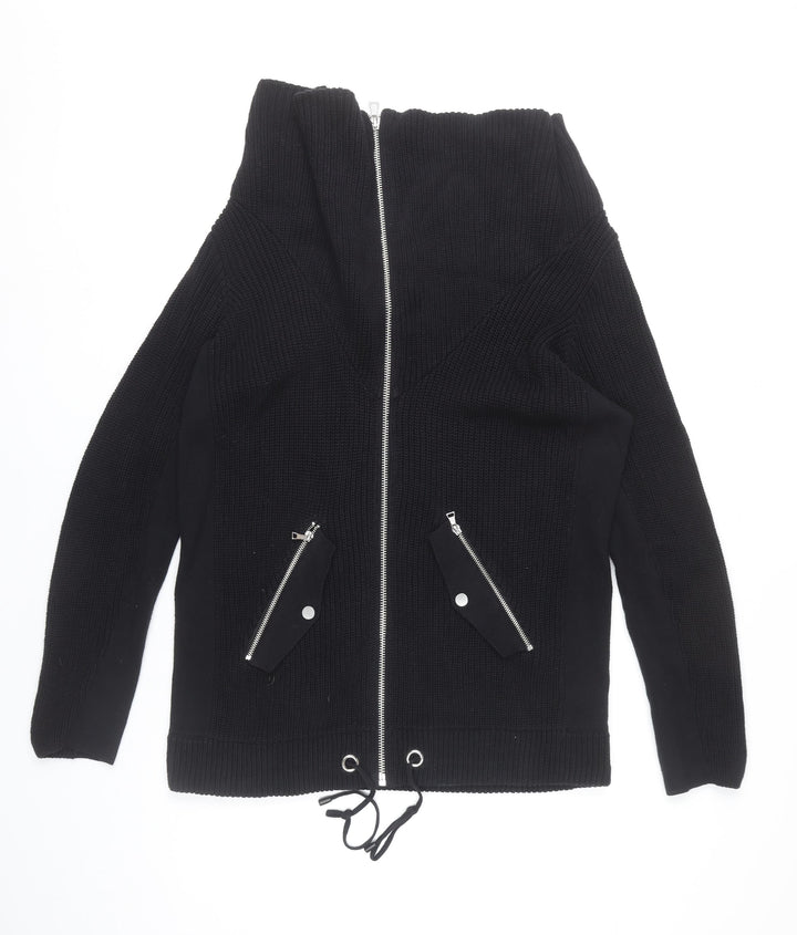 Next Women’s Black Cotton Full Zip High Neck Jumper UK 14