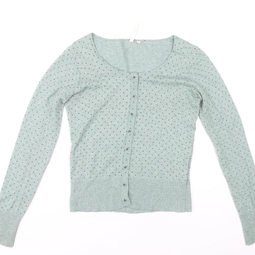 White Stuff Women's Green Polka Dot Cardigan Size 12