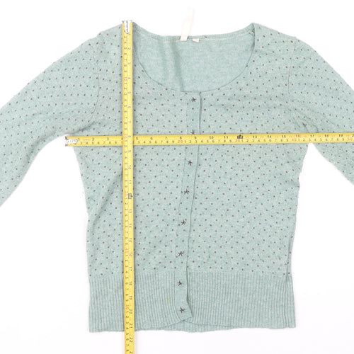 White Stuff Women's Green Polka Dot Cardigan Size 12