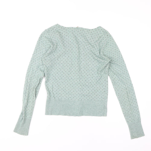 White Stuff Women's Green Polka Dot Cardigan Size 12