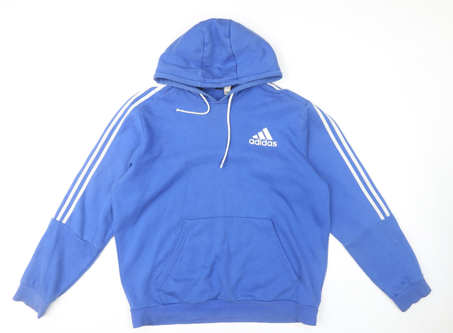 Adidas Men's Blue Pullover Hoodie XL Logo Fleece Long Sleeve Sportswear