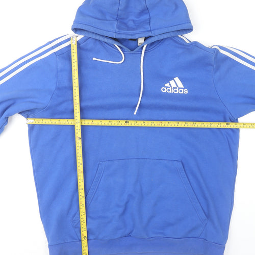 Adidas Men's Blue Pullover Hoodie XL Logo Fleece Long Sleeve Sportswear