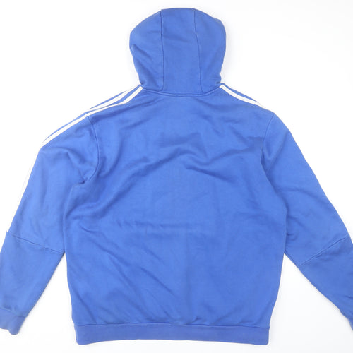 Adidas Men's Blue Pullover Hoodie XL Logo Fleece Long Sleeve Sportswear