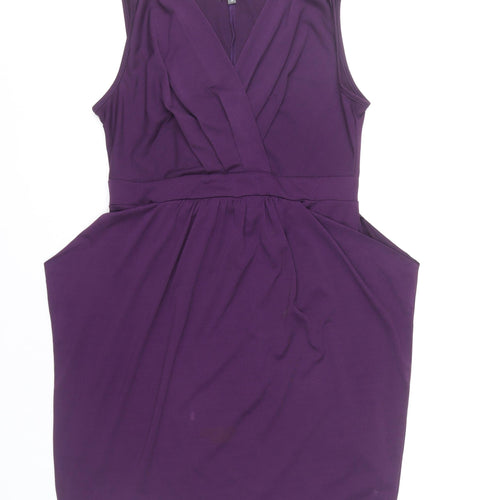 Apricot Women’s Purple V-Neck Wrap Knee Length Dress S