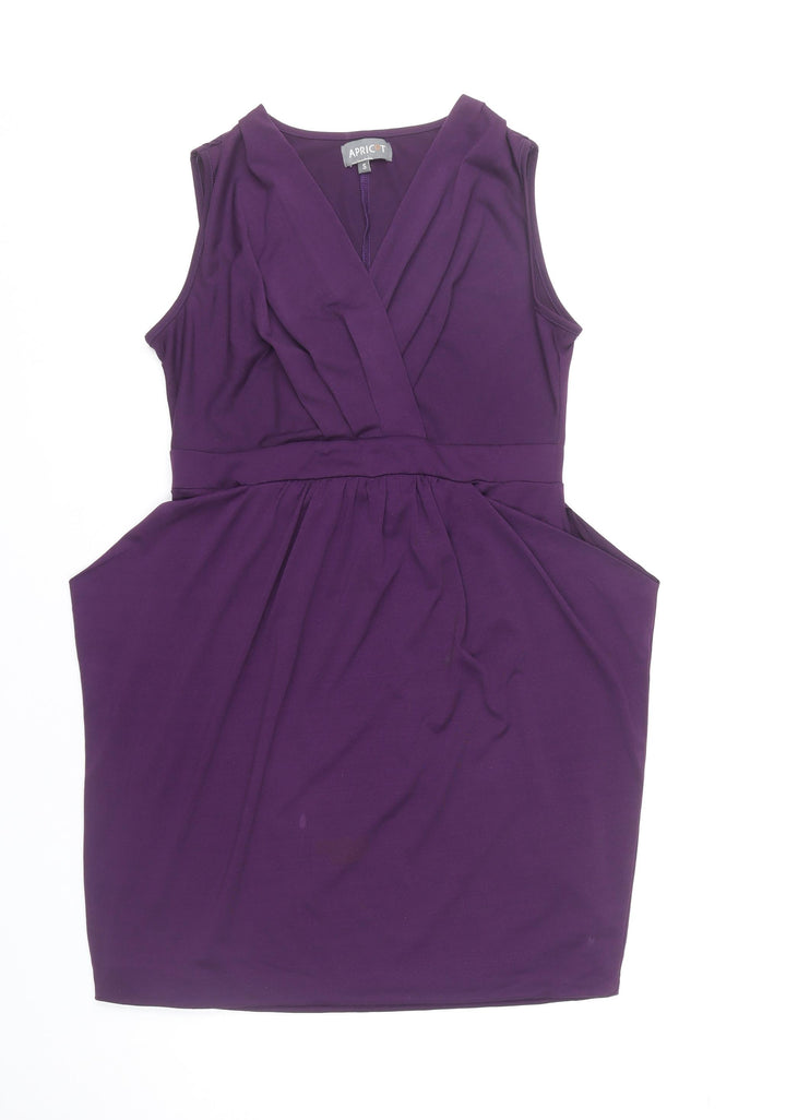 Apricot Women’s Purple V-Neck Wrap Knee Length Dress S