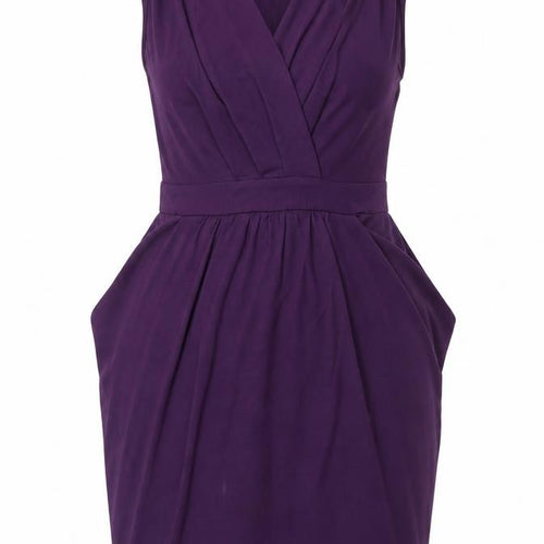 Apricot Women’s Purple V-Neck Wrap Knee Length Dress S