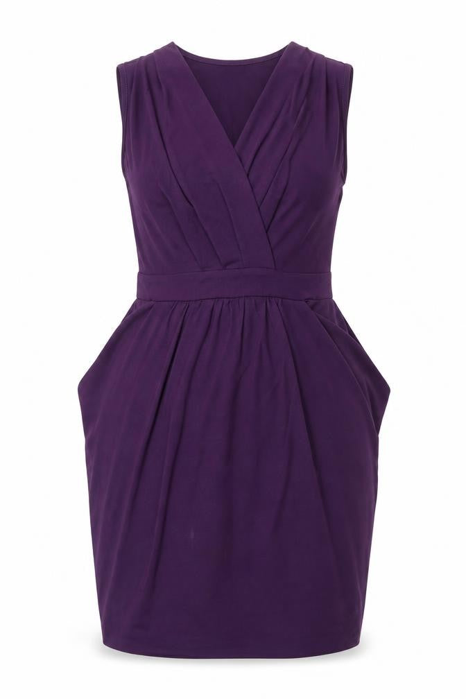 Apricot Women’s Purple V-Neck Wrap Knee Length Dress S