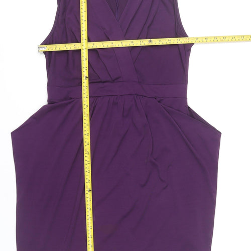 Apricot Women’s Purple V-Neck Wrap Knee Length Dress S