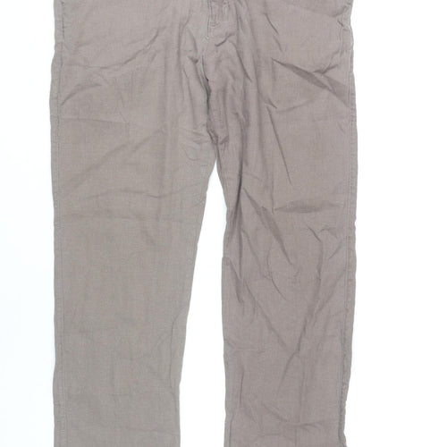 Tommy Hilfiger Men's Brown Linen Chino Trousers Size 34 Regular Fit