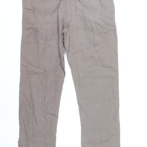 Tommy Hilfiger Men's Brown Linen Chino Trousers Size 34 Regular Fit