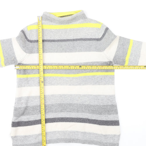 Paul Costelloe Womens Grey Striped Mock Neck Wool Blend Jumper Size 12