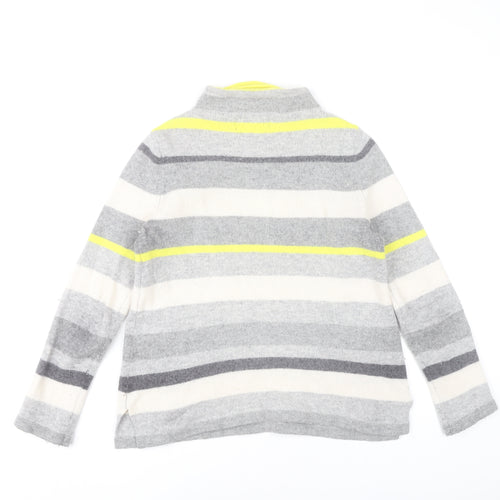 Paul Costelloe Womens Grey Striped Mock Neck Wool Blend Jumper Size 12