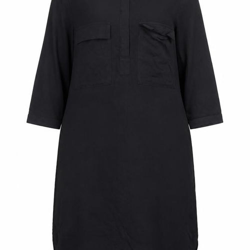 H&M Womens Black Knee Length Shirt Dress UK 8 Viscose 3/4 Sleeve