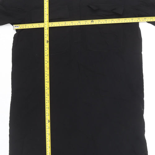H&M Womens Black Knee Length Shirt Dress UK 8 Viscose 3/4 Sleeve