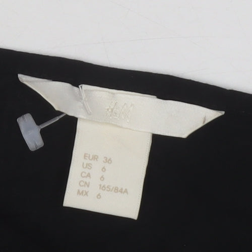 H&M Womens Black Knee Length Shirt Dress UK 8 Viscose 3/4 Sleeve