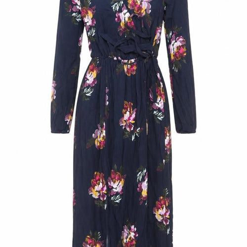 Joules Womens Blue Floral Midi Wrap Dress Size 6 Viscose