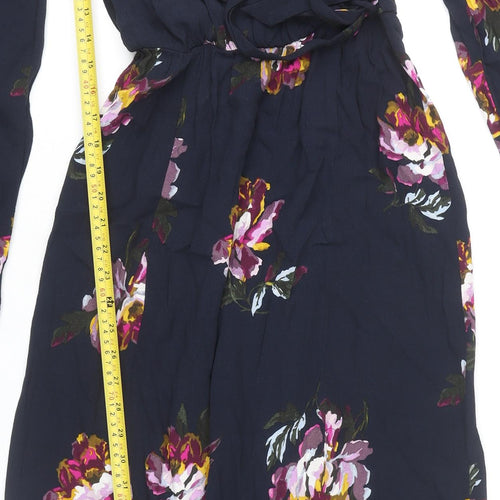 Joules Womens Blue Floral Midi Wrap Dress Size 6 Viscose