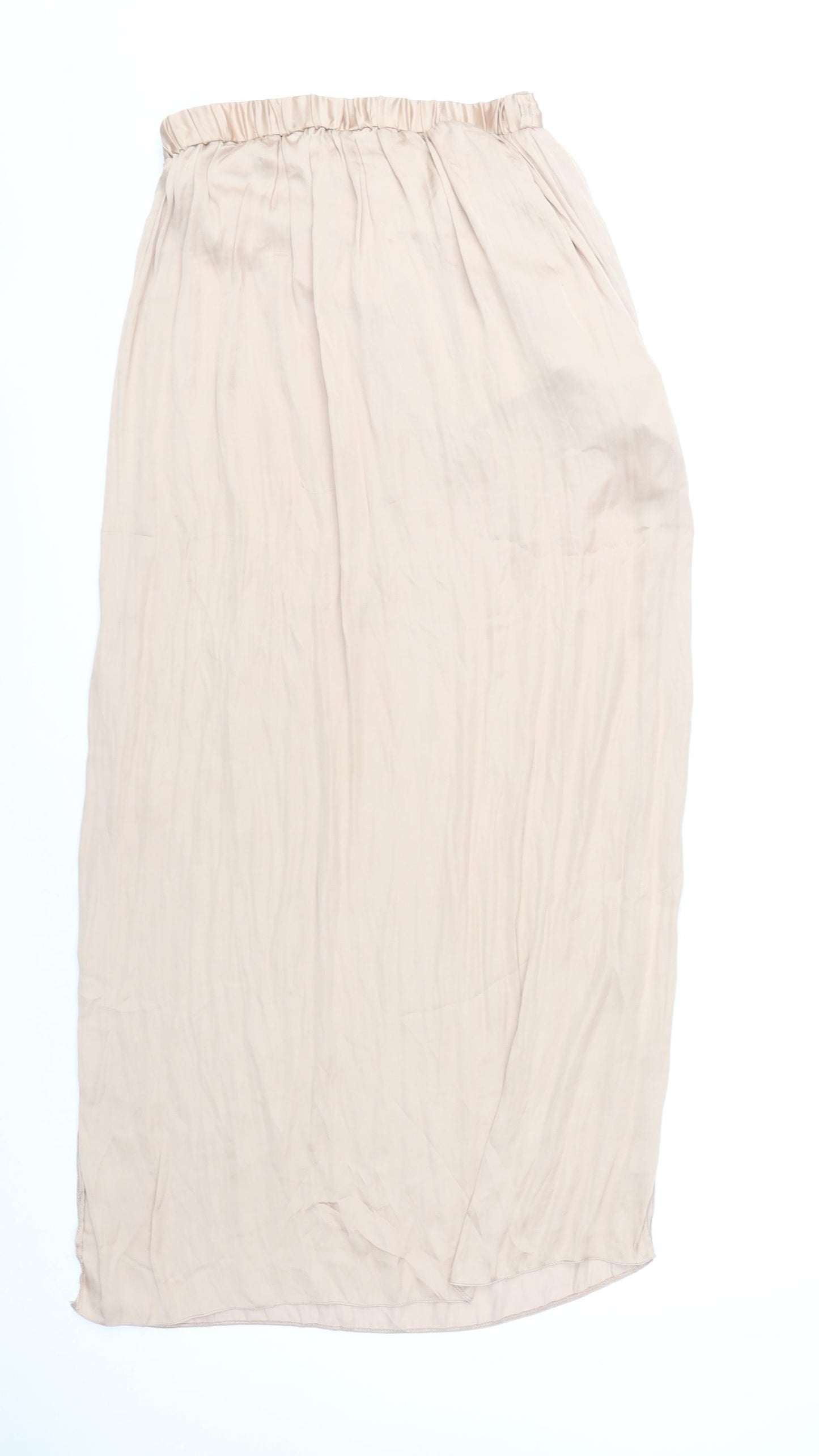 River Island Women’s Beige Midi Skirt Size 10 Polyester Elastic Waist