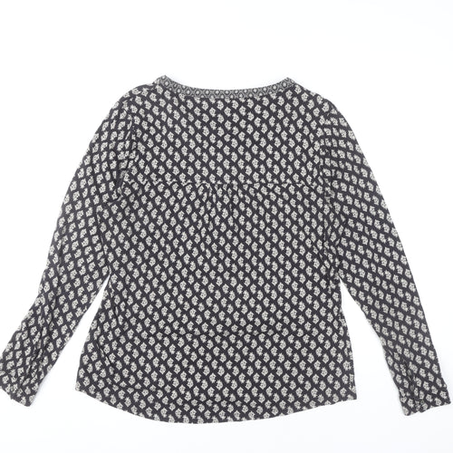 Marks and Spencer Women’s Black Geometric Cotton Tunic Blouse Size 16