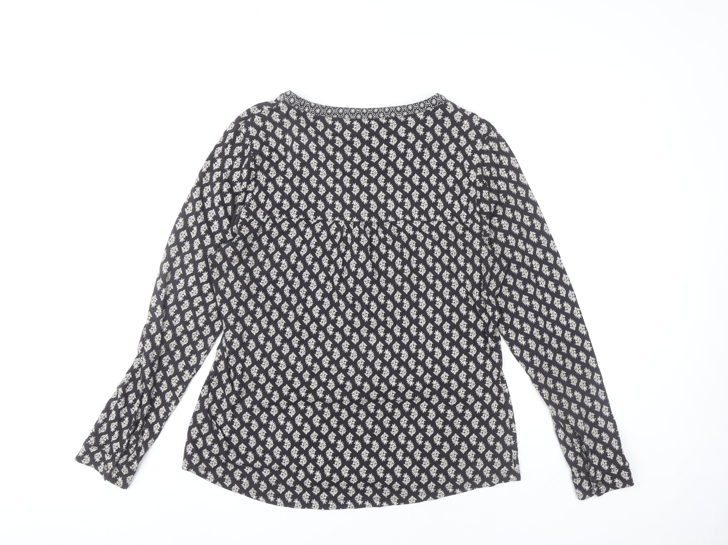 Marks and Spencer Women’s Black Geometric Cotton Tunic Blouse Size 16